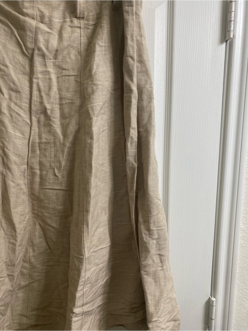 Vintage Y2K Sears Covington Linen Blend Flowy Boho Midi A-Line Beige 14 New - Picture 4 of 12